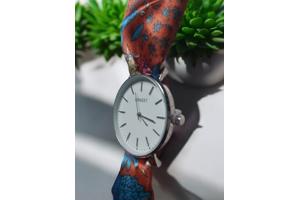 Ernest strik armband Horloge – Kobalt Blauw - oranje