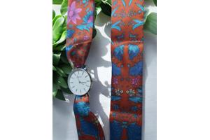 Ernest strik armband Horloge – Kobalt Blauw - oranje