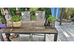 Tuinset, 3 verstelbare stoelen, 3 kussens en tafel 160x90
