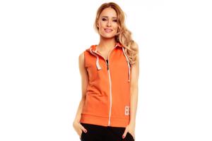 Mouwloos sweatvest licht oranje, maat S, M of XL (nieuw)