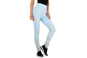 Holala stretchy legging lichtblauw goud glitter L/XL