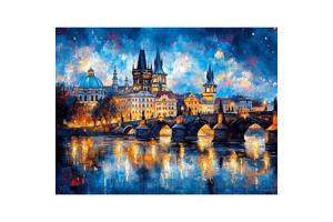 nr 5 Diamond Painting Charles brug Praag 50x40cm (vierkant)