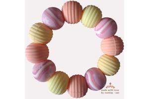 Noekies Handgemaakte Bijtring roze oranje geel - Nieuw!