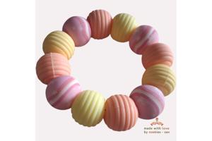 Noekies Handgemaakte Bijtring roze oranje geel - Nieuw!