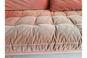 Fluwelen driezitsbank (kleur burnt orange)