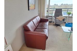 bank, leer roodbruin, 3 zits