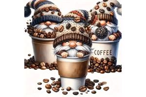 20x20cm Diamond Painting koffie kabouters (rond) nr 516