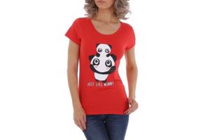 Glo-Story t-shirt rood panda beren just like mummy S