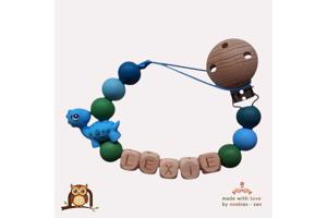noekies naam speenkoord Dino blauw groen nr 1