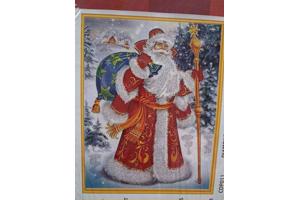 nr 76 Diamond painting kerstman met rugzak 50x40cm (rond)