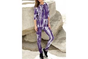 Fashion 2 delig huispak violet paars wit S/M