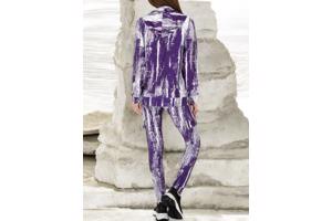 Fashion 2 delig huispak violet paars wit S/M