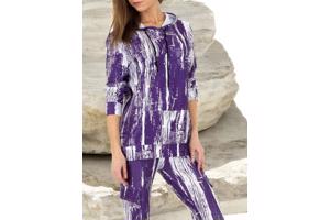 Fashion 2 delig huispak violet paars wit S/M