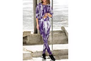 Fashion 2 delig huispak violet paars wit S/M