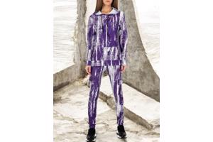 Fashion 2 delig huispak violet paars wit S/M