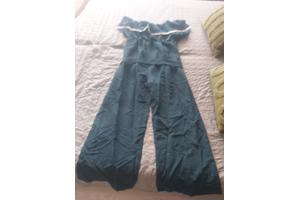 Offshoulder jumpsuit donkergroen XL