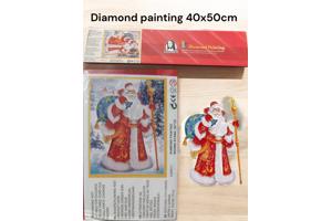 Diamond painting kerstman met rugzak 50x40cm