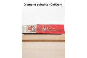 Diamond painting kerstman met rugzak 50x40cm