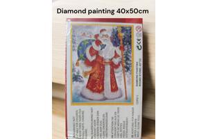 Diamond painting kerstman met rugzak 50x40cm