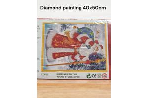 Diamond painting kerstman met rugzak 50x40cm