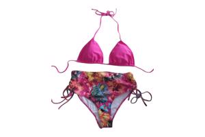 3 delig Bikini set roze bloemen XL