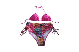 3 delig Bikini set roze bloemen XL