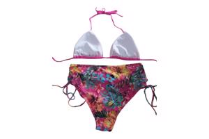 3 delig Bikini set roze bloemen XL