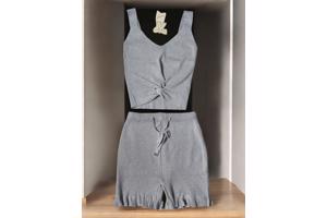 2 delig zomer set stretchy grijs S/M & M/L