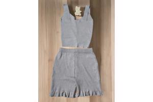 2 delig zomer set stretchy grijs S/M & M/L