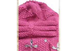 Beanie muts roze met glitter stenen