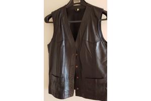 Heren Gilet/Hesje zwart leer..
