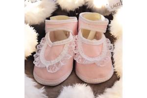 Junior Joy Babyschoenen Newborn Kant Meisjes Roze/wit