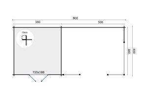 Tuinhuis-Blokhut Mokka met overkapping: 900 x 400 x 279(h) c