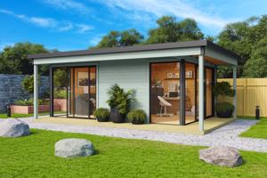 Tuinhuis-Blokhut Domeo 3 Loggia set:  508,8 x 321,9cm ---