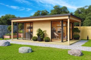 Tuinhuis-Blokhut Domeo 3 Loggia set:  508,8 x 321,9cm ---