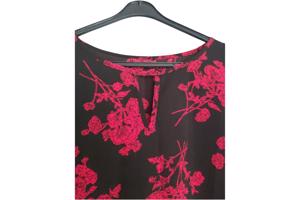 Luchtige zomerjurk zwart rood L