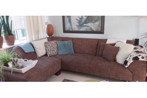 Gratis hoekbank bruine stof