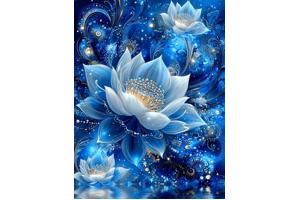 nr 26 Diamond Painting bloemen blauw 50x40cm (vierkant)