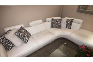 Witte leren hoekbank