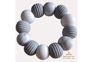 Noekies Handgemaakte Bijtring grijs wit - Nieuw!