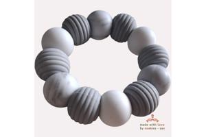 Noekies Handgemaakte Bijtring grijs wit - Nieuw!