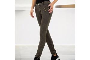 Metrofive zachte skinny broek khaki S/36