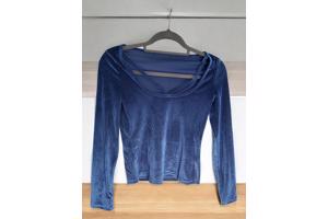 Fluwelen glanzende top blauw S