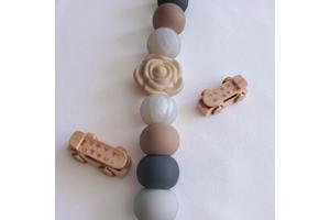 Speenkoord roos grijs beige wit parelmoer