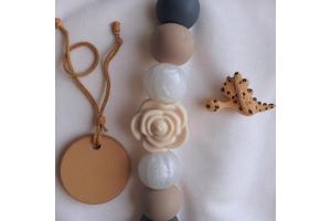 Speenkoord roos grijs beige wit parelmoer