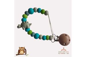 nr 27 noekies Speenkoord dino turquoise khaki