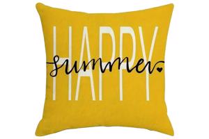 Set van 4 kussenhoezen mosterdgeel bloem en tekst 40x40cm