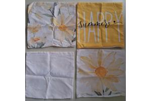 Set van 4 kussenhoezen mosterdgeel bloem en tekst 40x40cm