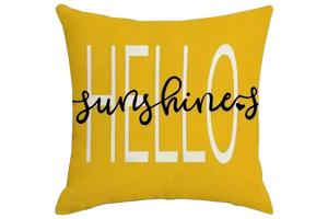 Set van 4 kussenhoezen mosterdgeel bloem en tekst 40x40cm