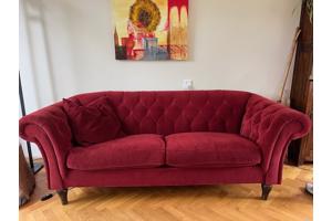 Drie-zits bank Bordeaux rood Chesterfield